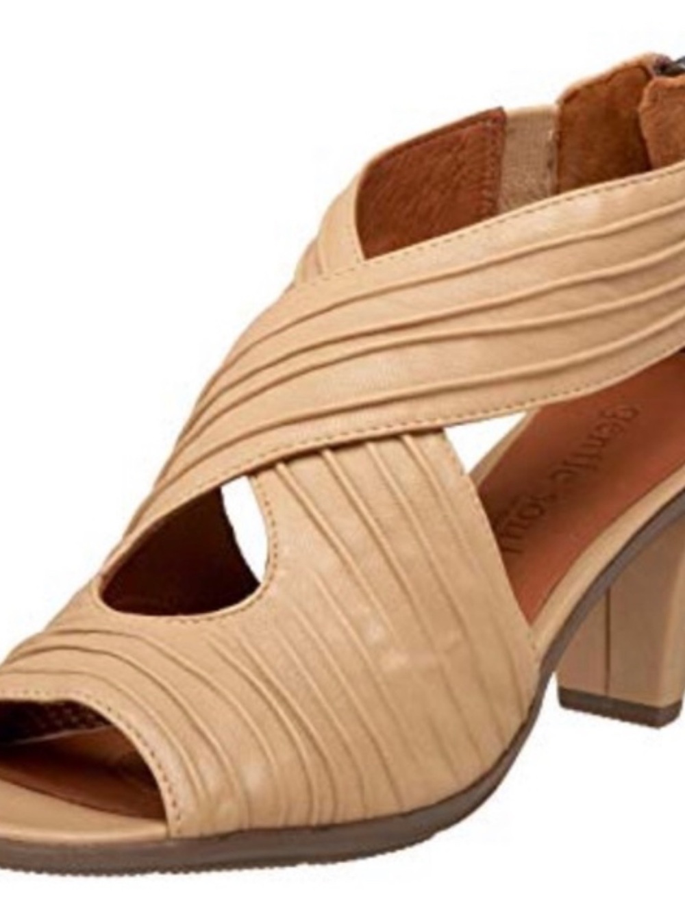 gentle souls Tan Crossover Open-Toe Block Heel Sandals
